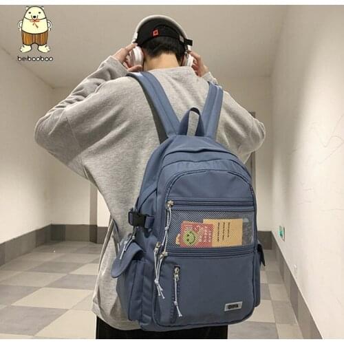 Beibaobao New Campus Style Schoolbag Nylon Waterproof Travel Bag Casual Unisex Large Capacity Students Backpack Pure Color