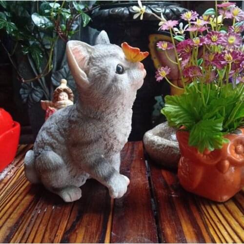 Outdoor Butterfly Cat Resin Ornaments Villa Garden Landscape Sculpture Decoration Courtyard Simulation Animal Figurines Crafts