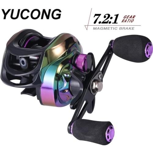 YUCONG Colorful Baitcasting Reel 7.2:1 Gear Ratio Lightweight Fishing Reel Outdoor Portable Megnetic Brake System Fishing Wheel