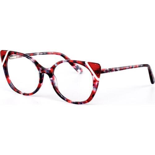 Women Cat Eye Glasses Frame Optical Acetate Glasses Frame Red Vintage Prescription Glasses Fashion Luxury Brand Eyeglass Frame