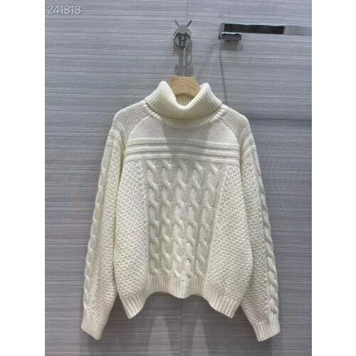 2021 Runway Designer Cashmere Pullover Womens Sweater Jacquard Jumpers Long Sleeve Solid Knitted Sweater