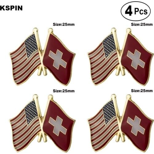 U.S.A.& Switzerland Friendship Flag Pin Lapel Pin Badge Brooch Icons 4pcs