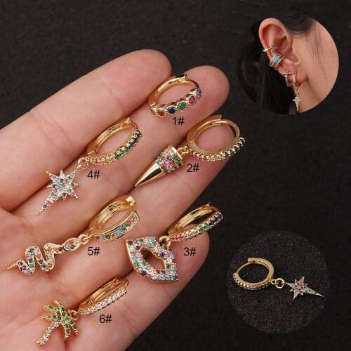 1Piece Vintage Bohemia Earrings for Women Colorful Snake Lips Palm Plant Funny Stud Earrings Fashion Jewery