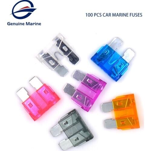 100PCS Car Marine Fuses 2A 3A 5A 7.5A 10A 15A 20A 25A 30A 35A Amp Assortment Auto Blade Type Fuse Set Truck