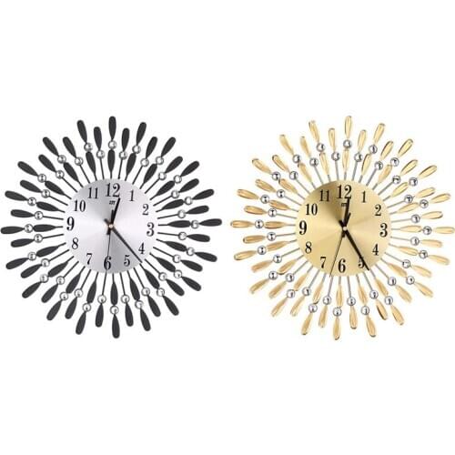 15 inch 3D Large Wall Clock Shiny Rhinestone Sun Style Modern Living Room Decor
