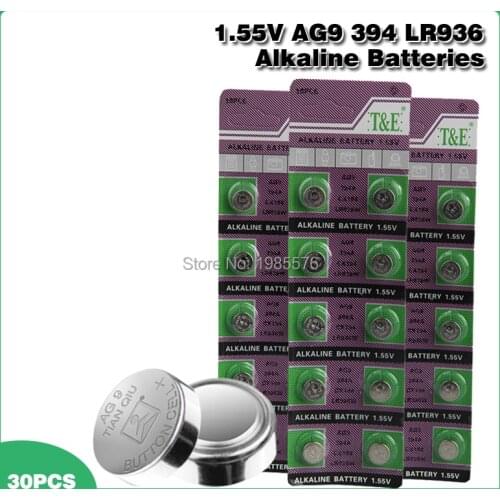 30pcs/card 1.55V AG 9 AG9 LR936 394 SR936SW CX194 LR45 Button Batteries For Watch Toys Remote etc; Cell Coin Battery