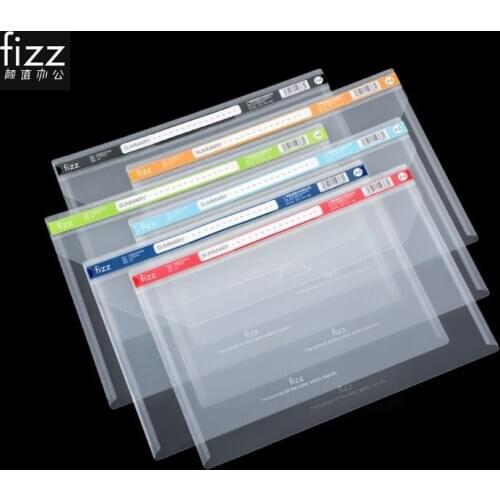 6pcs/set Original Fizz Buckle type Transparent File Holder Document storage bag 6 Colors