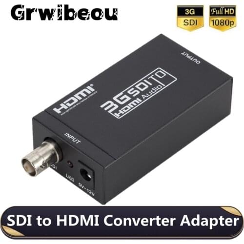 Grwibeou 1080P Mini HD 3G SDI to HDMI Converter Adapter Support HD-SDI / 3G-SDI Signals Showing on HDMI Display for Monitor HDTV