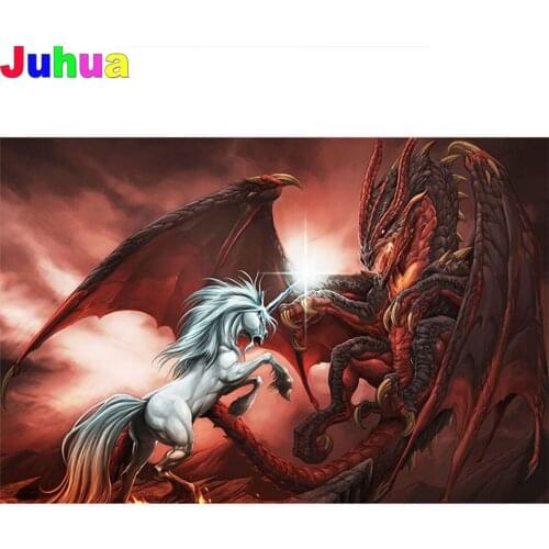 Fantasy dragon vs unicorn 5D Full drill Diy diamond painting Handicrafts art mosaic Diamond Embroidery stitch home decor