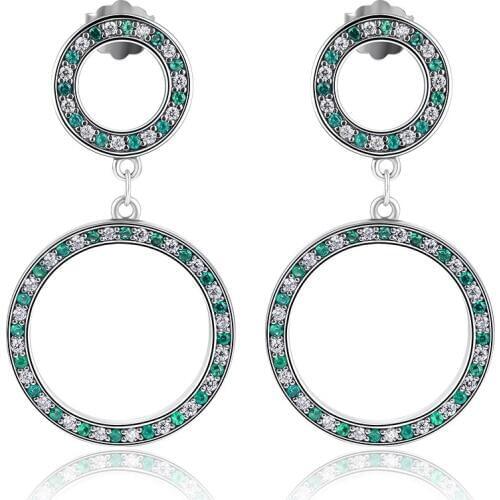 Fandola CKK 925 Sterling-Silver-Jewelry Round Hanging Earrings European Style Gift for Women Party Jewelry