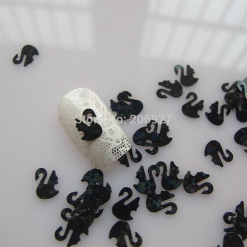 GD8-3 20g/bag Cute Laser Black Swan Nail Art Shinny Glitter Cute Decoration Nail Art Decoration