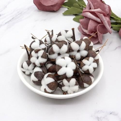 12Pcs Artificial Kapok Head Natural Dried Flower Flowers Home Wedding Decoration Vase Christmas Living Room Decor Dekoration