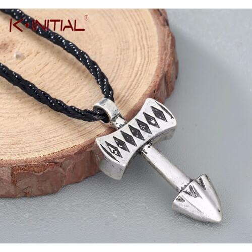 Kinitial Thors Hammer Mjollnir Scandinavian Pendant marve Necklace Charms Cross Arrow Necklaces Viking Bijoux Nordic collier