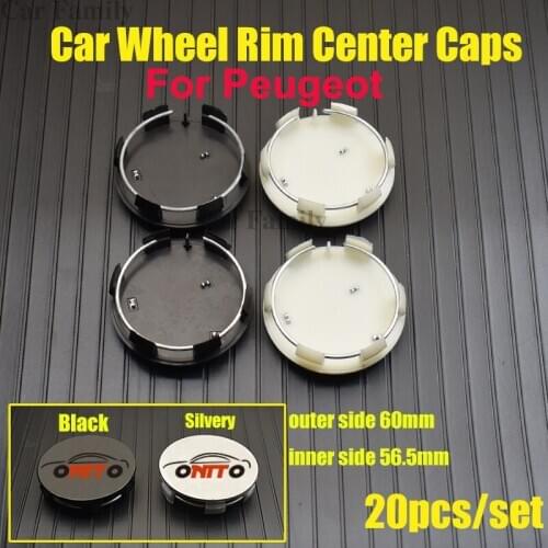 20pcs/set 60mm 6cm Auto Car Rims Wheel Hub Center Caps Covers Emblem for Peugeot 207/301/308/309/408/508/807/2008/3008/4007