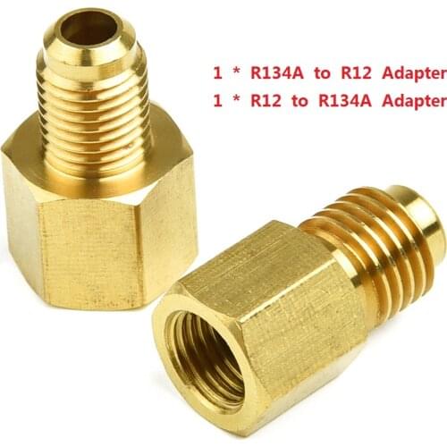 2xR12 To R134a R134a To R12 Adapter Kits 1/4 Female Flare 1/2 Acme Male Car Air Conditioner Refrigerant Adapter Safety Valve