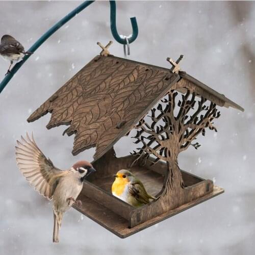 Bird Feeder Hanging for Garden Yard Decoration Shaped Roof Outside Garden DIY wooden house hummingbird bird feeder garden feeder