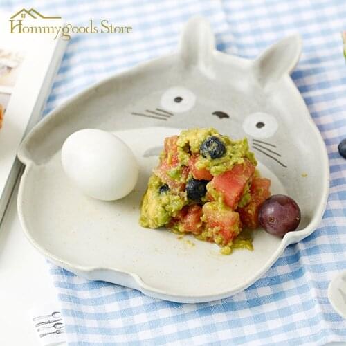 Kitchen Tray Creative Ceramic TOTORO Plate /Spoon/Bowl Special Slotted Cup Breakfast bowl Home Office Fancy Gift for Tea Drinker