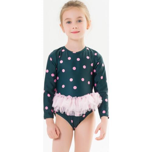2020 New Baby Girl Swimsuit Girl Age 2-8 Years Children One Piece Swimwear Longsleeve Ballet Skirt Bathing Suit