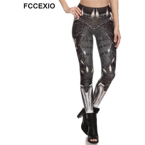 FCCEXIO Spring Fashion New Barbarian Skull 3D Printed Legins Womens Workout Leggings High Waist Fitness leggin Elastic Trousers