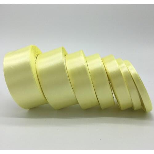 6mm 10mm 15mm 20mm 25mm 38mm 50mm(1Roll 25yds)Yellow Silk Satin Ribbon Wedding Party Decoration Invitation Card Gift Packing