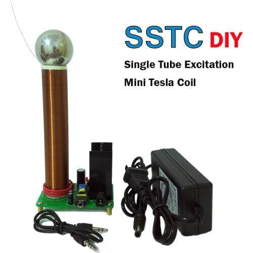 20W DIY Mini Tesla Coil Plasma Speaker Arc loudspeaker music tesla coil Wireless Transmission Test SSTC