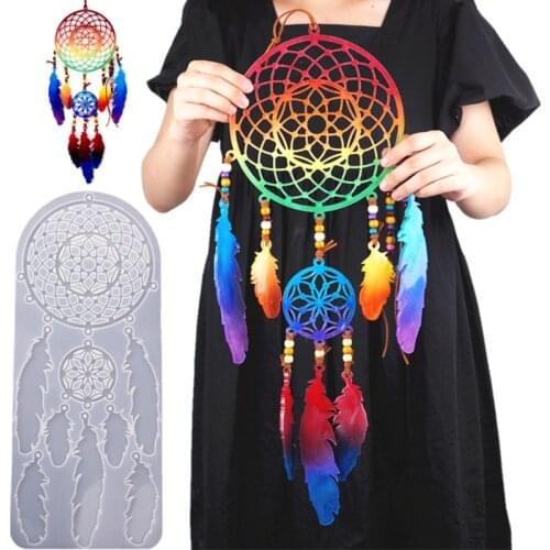 N0HE Resin Mold Silicone Mold Dream Catcher Keychain Pendant Feather Leaf Resin Accessory Tool Diy Wall Hanging Art Craft