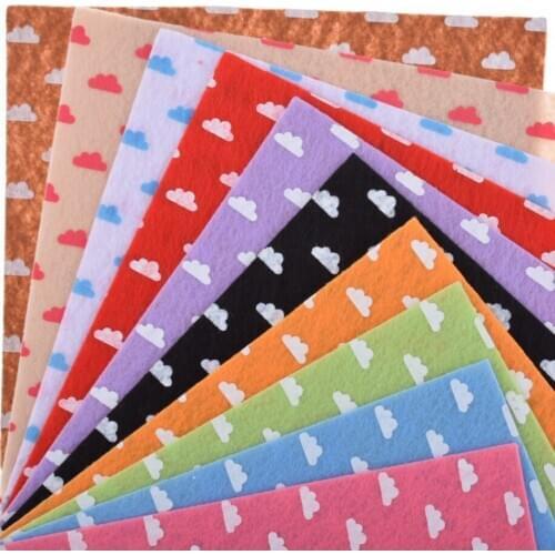 Printed Felt Non Woven Fabric 1mm Thickness Polyester Cloth For Sewing Dolls Crafts Home Decoration Pattern Bundle 10pcs15x15cm