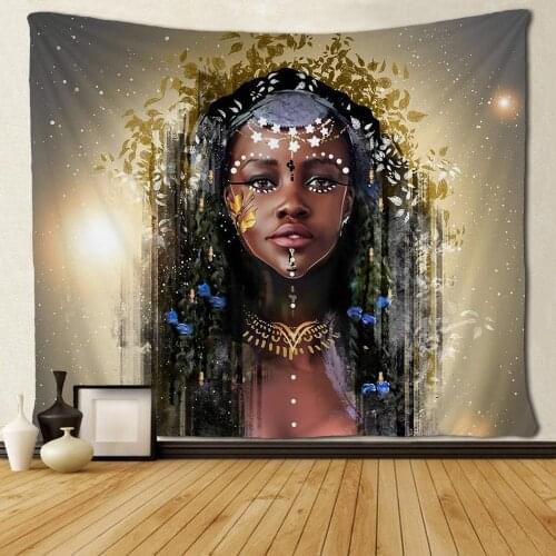 Black Girl Afro Girls African American Tapestries Wall Hanging