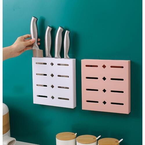 Wall-Mounted Adhesive Drain Kitchen Knife Storage Container Cutlery Organizer