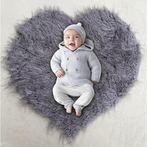 Heart Blanket Newborn Baby Soft Faux Fur Photograph Prop Blanket Infant Background Photo Prop Basket Stuffer Filler