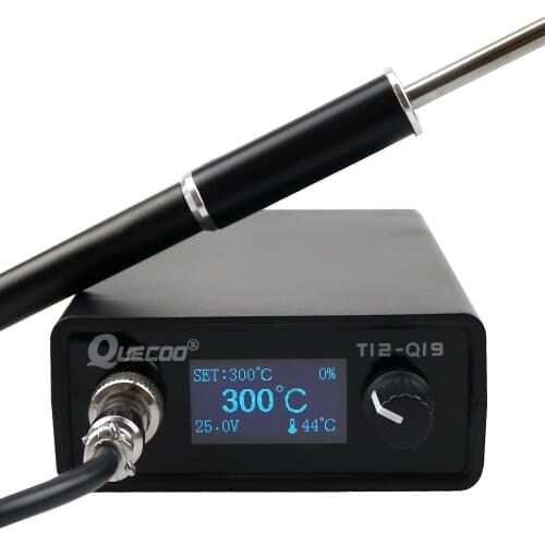 OLED T12-Q19 Soldering Station Electronic compatible AC/DC power with T12-M8 Metal handle and T12 iron tips