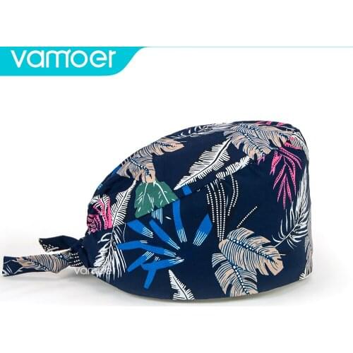 Wholesale Adjustable Print Scrub Cap Dentist Clinic Work Hats Breathable Ultra Soft caps Nursing scrubs Cap nurse hair cap