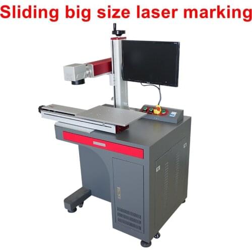 Fiber laser marking machine with sliding table 30W 50W big size mass production tube logo mark laser machine