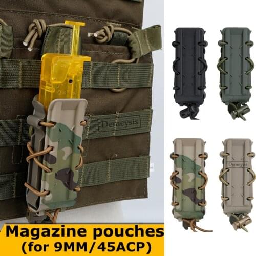 9mm / 45ACP Tactical Molle Magazine Pouch Hunting Shooting CS Pistol Rifle Mag Carrier Waist Pouch Ammo Holder with Belt Clip