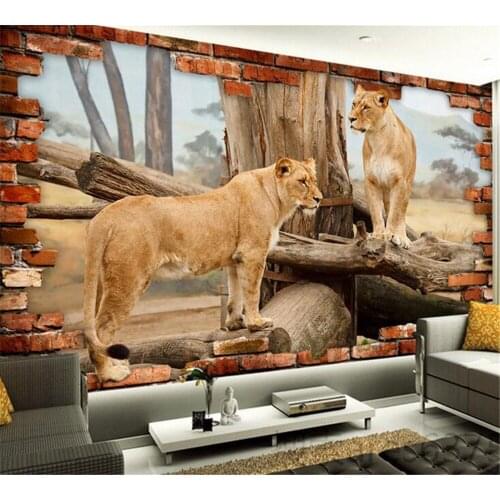 Beibehang Custom wallpaper fashion mural 3D stereo animal lion mural wall stickers background wall decoration papel de parede