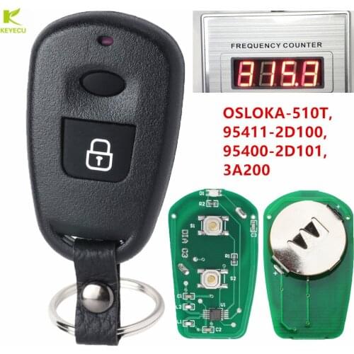 KEYECU Transmitter Remote Key Control Fob 433MHz 2Button for Hyundai Elantra XD, Matrix, Santa Fe SM,for KIA Magentis, Optima GD