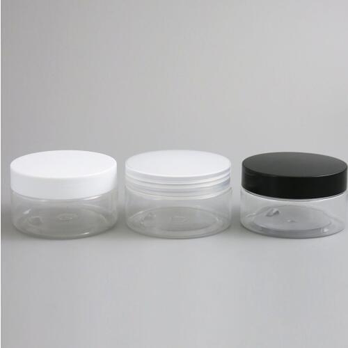 30 x 100g Empty Clear PET cream lotion jar with plastic white black clear lids and pet seal 100ml DIY Cosmetic Makeup Container