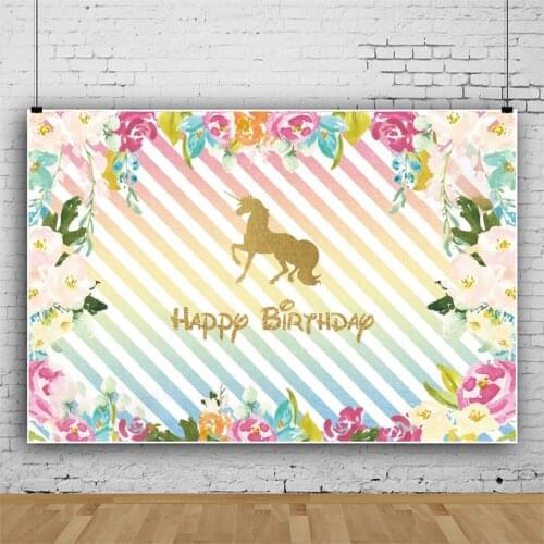 Rainbow Unicorn Glittering Cartoon Baby Pet Cake Portrait Photography Backdrops Photocall Birthday Party Background Studio Shoot