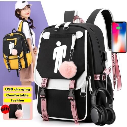 Girls School Backpacks Anti Theft USB Charge Backpack Waterproof Bagpack School Bags Teenage Travel Bag