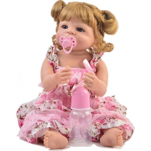 55cm Full Silicone Vinyl Reborn Baby Doll Princess Realistic Newborn Bebe reborn child Birthday Gift GirlsPlay House Bathe Toy