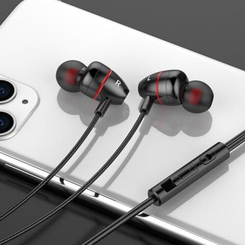 Stereo Bass Headphone In-Ear 3.5MM Wired Earphones Metal HIFI Earpiece with MIC for Xiaomi Samsung Huawei Phones