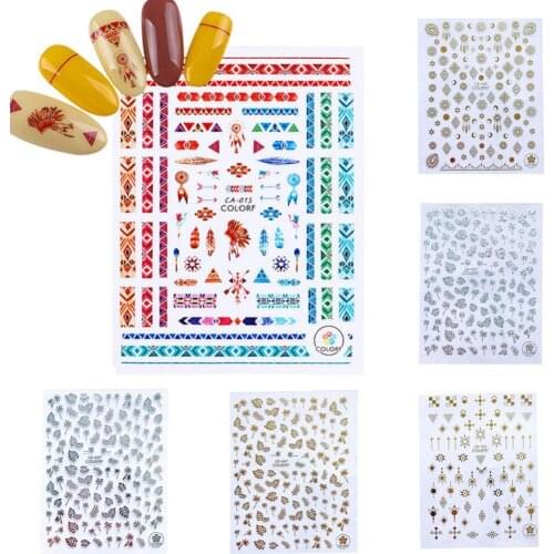 Fashion Nail Sticker Coconut Tree Leaf Laser Nails Art Stickers DIY Manicure Salon Decal Foil Decor Tools