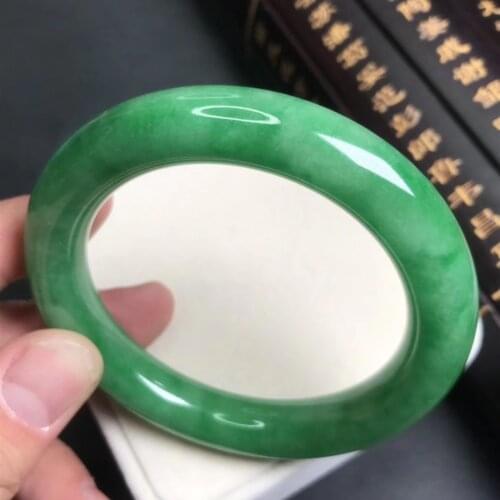 Only One !58.8MM Certified (Grade A)100% Natural Green Jadeite JADE Bracelet Women Bangle