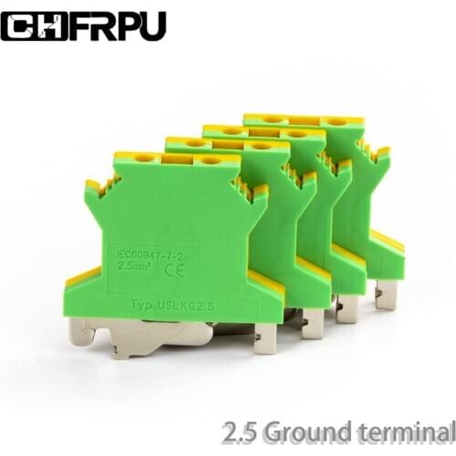 Universal DIN rail mounted grounding terminal 10PCS USLKG2.5 screw connector electrical crimping terminal