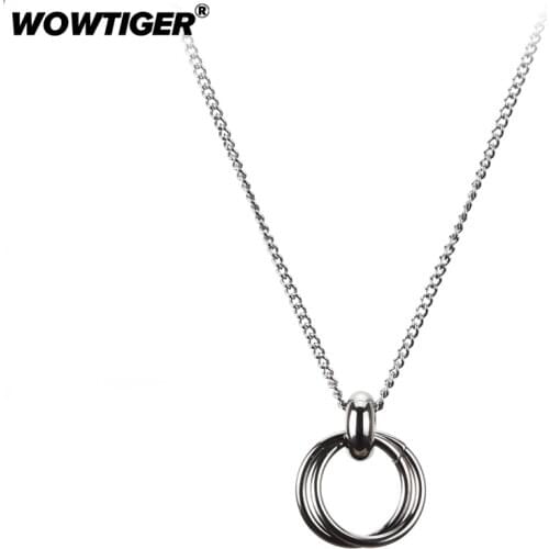 WOWTIGER new stainless steel choker collares chain punk hip hop Men Necklaces Round Pendants Necklace For Women Jewelry Gift