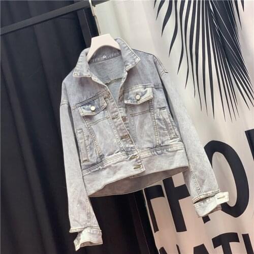 2021 Spring Autumn New Short Jeans Jacket Women Loose Casual Denim Jacket Female Buttoned Long Sleeves Fashion Coat Tops Female