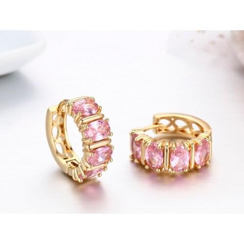 6Colors Gold Color Cluster Oval CZ Stones Small Loop Round Huggies Hoop Earrings for Women Jewelry boucle d'oreille femme Aros
