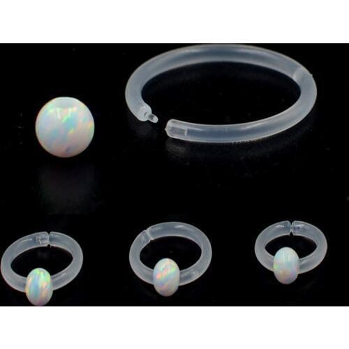 1Pc Flexible Bioplastic Opal Ball Captive Bead Ring Ear Tragus Cartilage Helix Stud Lip Labret Ring Monroe Piercing Jewelry