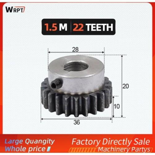 1pcs Gear pinion 22T Mod 1.5 M Right Teeth 45# steel positive gear gear rack transmission for track rail engrave mach