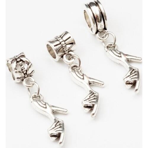 10pcs Shoes European Bead Vintage Silver Charms fit for pandora style Bracelets Necklace DIY Metal Jewelry Making JA600051